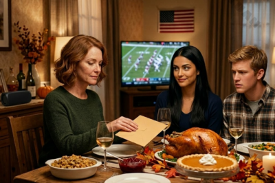 “If you want to stop by, you have to wash the dishes,” my daughter-in-law blurted out right at the Thanksgiving table, and I froze. The way she said it made me feel like I was only there if I could “earn” my place by doing chores. I didn’t fire back. I just stayed quiet, smiled, and then quietly booked a flight to Paris without telling anyone. Before I left, I sent her an envelope with a few handwritten lines and an old photo. The next morning, she called nonstop, sounding flustered, asking for just one thing: that I would stop and give her a chance to explain.