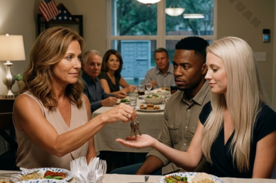 In front of her parents, my son’s wife called me “the help,” like I was nothing in my own family. I didn’t argue. I didn’t raise my voice. I just calmly handed her the house key and said, “From this point on, I hope you’re ready to handle everything yourself.” The smile on her face vanished instantly, and the whole room fell into the kind of silence where everyone knew something had just changed.