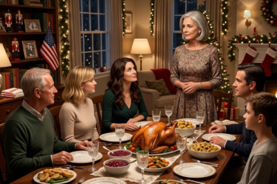 “Maybe you should sit upstairs where you’ll be more comfortable,” my daughter-in-law said calmly just as I was about to sit down at the Christmas dinner table I had been up since early morning preparing. I didn’t argue. I simply took off my apron, walked to the head of the table, and spoke in an even, composed voice, but the words I said next made the entire table fall still.