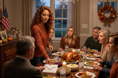 At Thanksgiving dinner, my family moved my seat and my mom simply said, “There’s no room for disappointment.” I quietly stepped outside, then returned and placed an envelope on my dad’s plate with a calm greeting. When it was opened, everyone paused, and 23 relatives started exchanging looks, realizing something they hadn’t noticed for a long time.