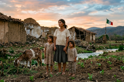 En medio del calor seco de un pueblo en México, ella se fue en silencio con sus dos hijas y una cabra vieja—sin explicaciones y sin nadie de su lado. La gente empezó a hablar, creyendo que ese era el final de su historia. Pero con el paso del tiempo, todo comenzó a cambiar cuando el esposo regresó, cargando arrepentimiento y enfrentándose a un secreto que, en silencio, lo había transformado todo.